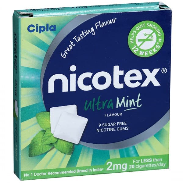 Nicotex 2 mg Ultra Mint Flavour Sugar Free 9 Chewing Gums