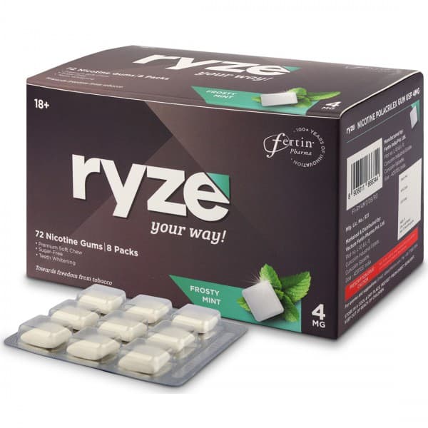 Ryze 4 mg Frosty Mint Sugar Free Pack Of 8 x 9 Gums