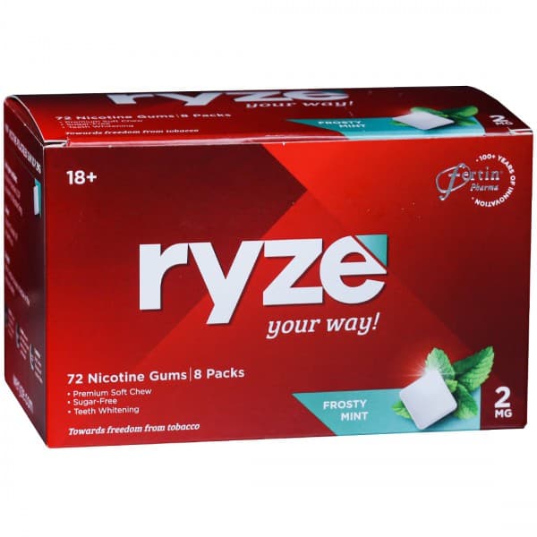Ryze 2 mg Frosty Mint Sugar Free Pack Of 8 x 9 Gums