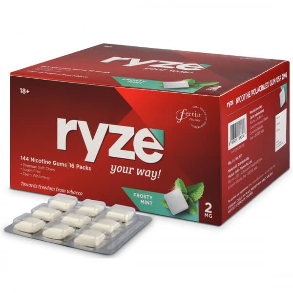 Ryze 2 mg Frosty Mint Sugar Free Pack Of 16 x 9 Gums