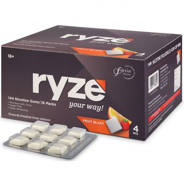 Ryze 4 mg Fruit Blast Sugar Free Pack Of 16 x 9 Gums