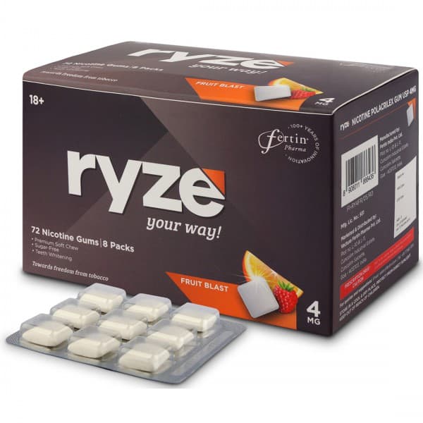 Ryze 4 mg Fruit Blast Sugar Free Pack Of 8 x 9 Gums