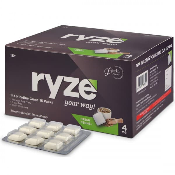 Ryze 4 mg Fresh Fennel Sugar Free Pack Of 16 x 9 Gums