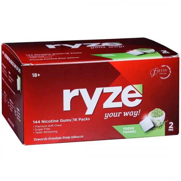 Ryze 2 mg Fresh Fennel Sugar Free Pack Of 16 x 9 Gums