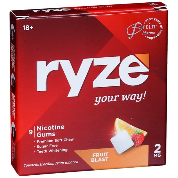 Ryze 2 mg Fruit Blast Sugar Free Pack Of 9 Gums