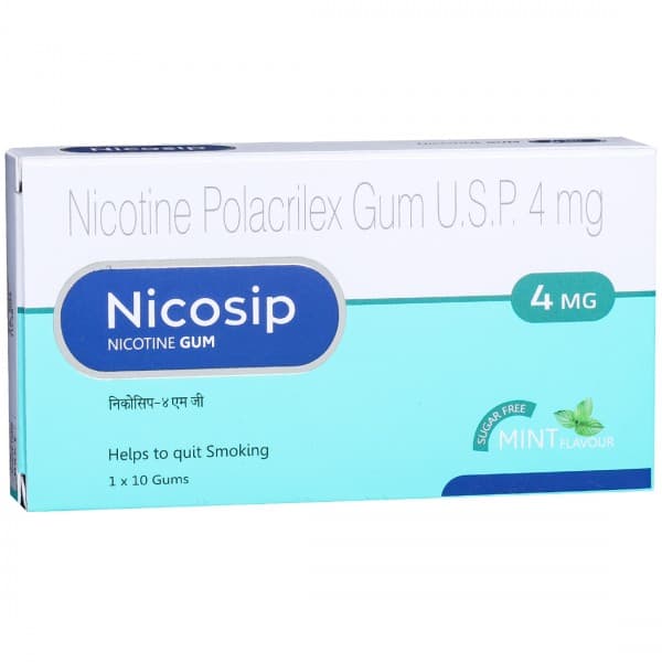 Nicosip Sugar Free (Mint Flavour) 4 mg Gum (10 Gum)