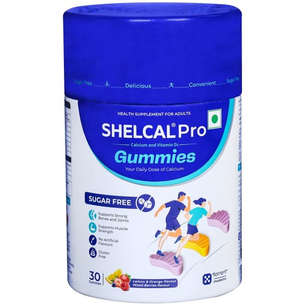 Shelcal Pro Sugar Free Lemon Orange & Mixed Berries Flavour 30 Gummies