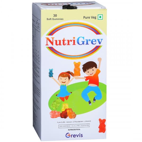 NutriGrev Mango Strawberry Orange Flavour 30 Soft Gummies