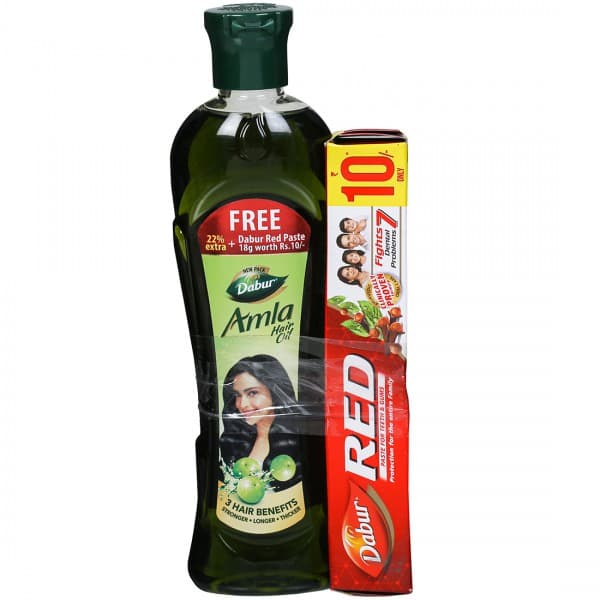 Dabur Amla Hair Oil (Free 22 % Extra + Dabur Red Toothpaste 18 g) 90 ml