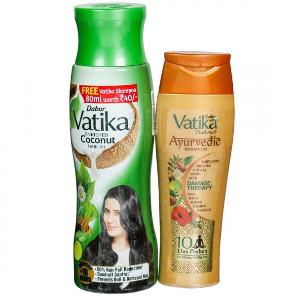 Dabur Vatika Enriched Coconut Hair Oil (Free Dabur Vatika Shampoo 80 ml) 300 ml