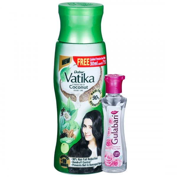 Dabur Vatika Enriched Coconut Hair Oil (Free Dabur Gulabari Premium Rose Water 30 ml) 75 ml