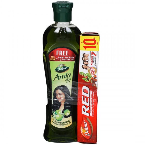 Dabur Amla Hair Oil (Free 22 % Extra + Dabur Red Toothpaste 17 g) 90 ml