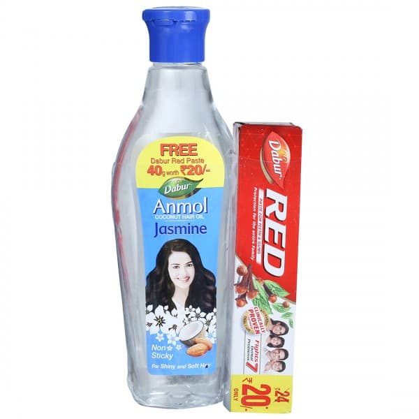 Dabur Anmol Jasmine Coconut Hair Oil (Free Dabur Red Toothpaste 40 g) 200 ml