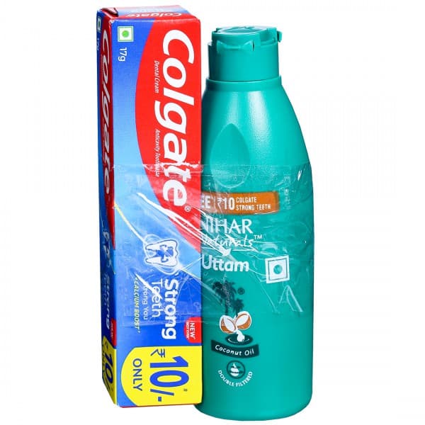 Nihar Naturals Uttam Coconut Oil (Free Colgate Strong Teeth Toothpaste 17 g) 100 ml