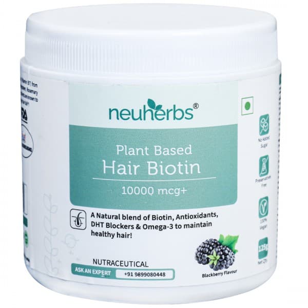 Neuherbs Plant Based Hair Biotin 10000 mcg+ Blackberry Flavour 125 g