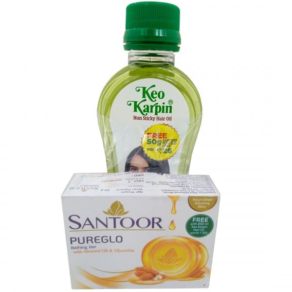 Keo Karpin Non Sticky Hair Oil (Free Santoor Pureglo Soap 50 g) 200 ml