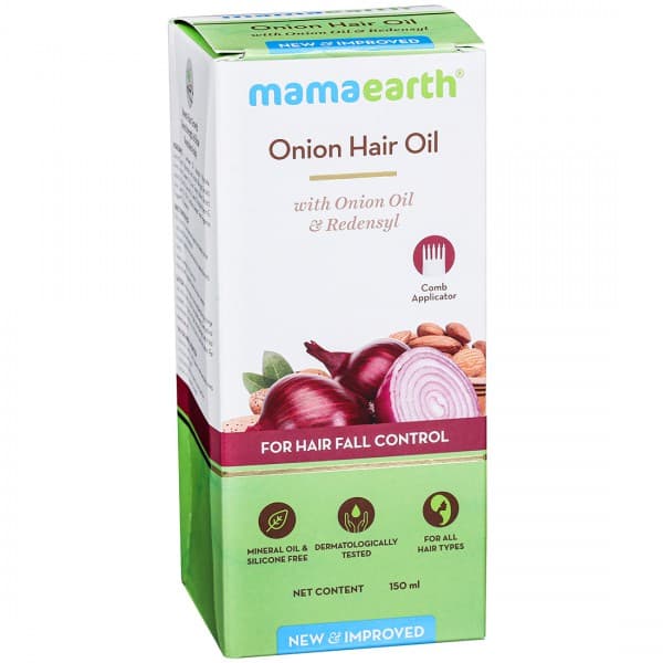 Mamaearth Onion Hair Oil with Onion Oil & Redensyl with Comb Applicator for Hair Fall Control 150 ml