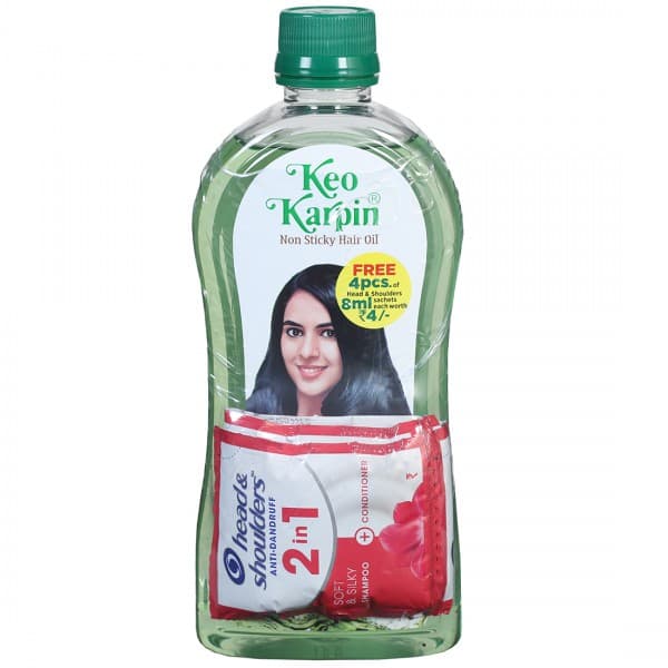 Keo Karpin Non Sticky Hair Oil (Free Head & Shoulders Sachets 4 x 8 ml) 500 ml