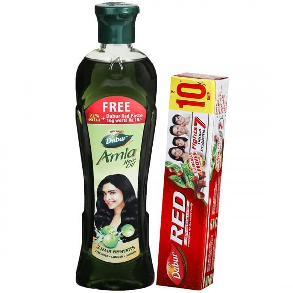 Dabur Amla Hair Oil (Free 22 % Extra + Dabur Red Toothpaste 16 g) 90 ml