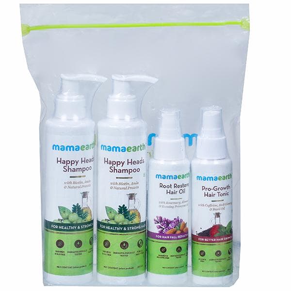 Mamaearth Anti Hair Fall Kit for Complete Hair Care (Shampoo 2x200 ml, Oil 1x100 ml, Tonic 1x100 ml) 600 ml