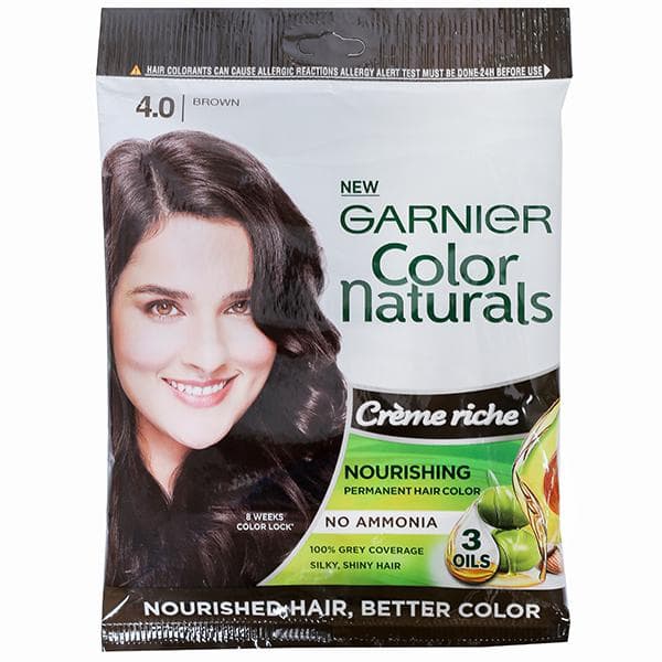 Garnier Color Naturals Creme Riche Nourishing Hair Color 4 Brown (30 ml + 30 g)