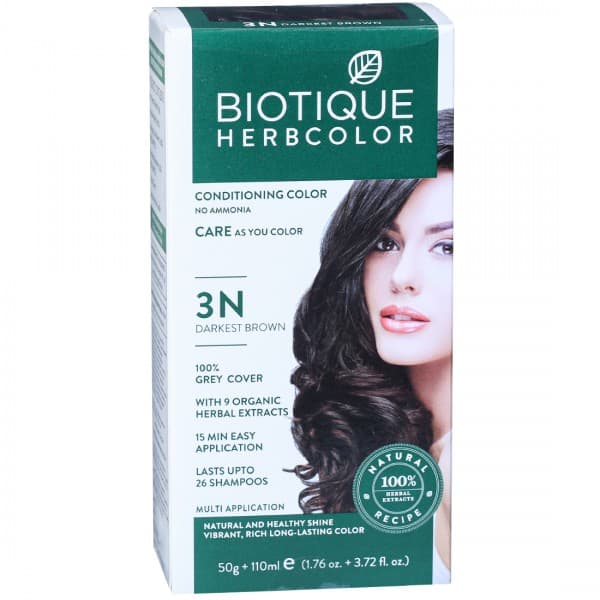 Biotique Herbcolor Conditioning Color 3N Darkest Brown Hair Color (50 g + 110 ml)
