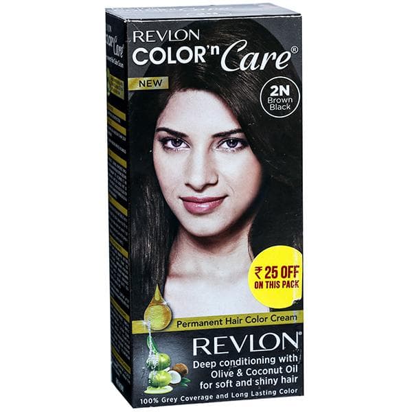 Revlon Color N Care Hair Color Cream Brown Black 2N (Rs.25 Off) (40 g + 60 ml + 7.5 ml)