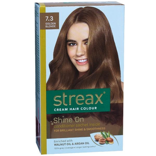 Streax Cream Hair Colour 7.3 Golden Blonde (50 g + 50 ml + 4 x 5 g)