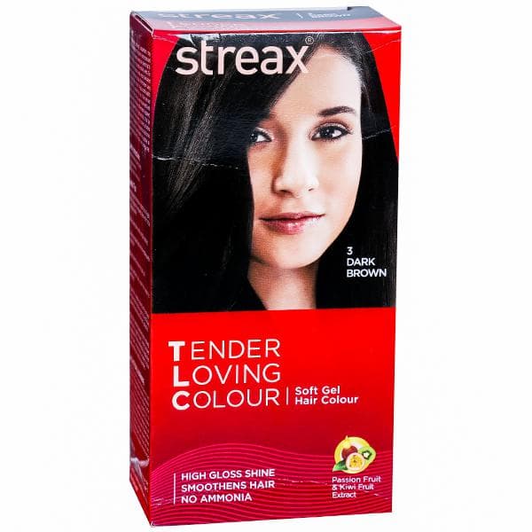 Streax Tender Loving Colour Soft Gel Hair Colour 3 Dark Brown (30 g + 45 ml + 20 ml)