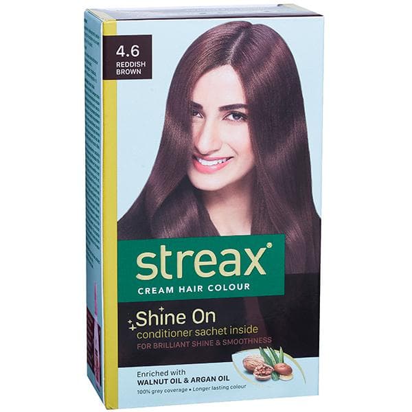 Streax Cream Hair Colour 4.6 Reddish Brown (50 g + 50 ml + 4 x 5 g)