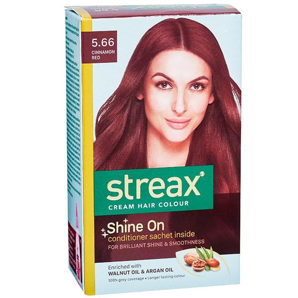 Streax Cream Hair Colour 5.66 Cinnamon Red (25 g + 25 ml + 2 x 5 g)