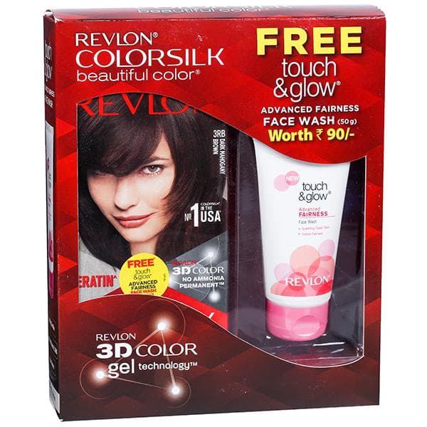 Revlon Colorsilk Hair Color Dark Mahogany Brown 3RB (Free Revlon Touch & Glow Face Wash 50 g) (40 ml + 40 ml + 11.8 ml)