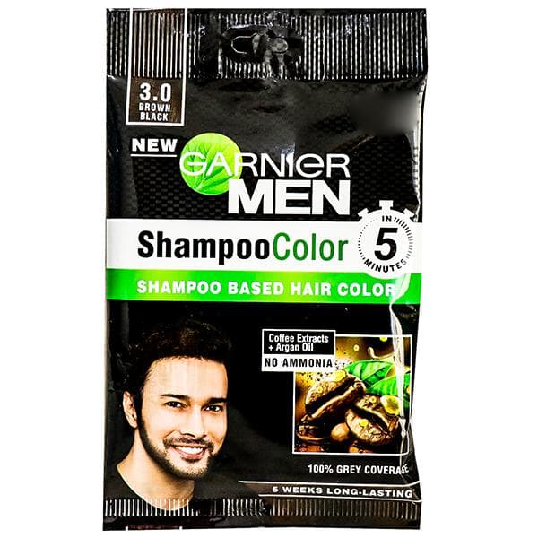 Garnier Men Shampoo Based Hair Color 3.0 Brown Black (10 ml + 10 ml)