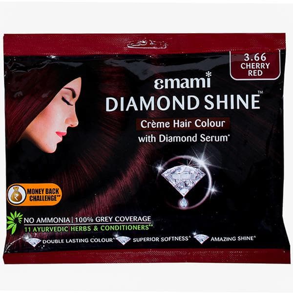 Emami Diamond Shine Creme Hair Colour 3.66 Cherry Red (20 g + 20 ml)