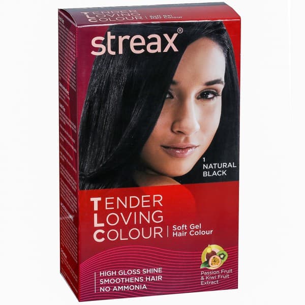 Streax Tender Loving Colour Soft Gel Hair Colour 1 Natural Black (50 g + 75 ml + 20 ml + 25 ml)