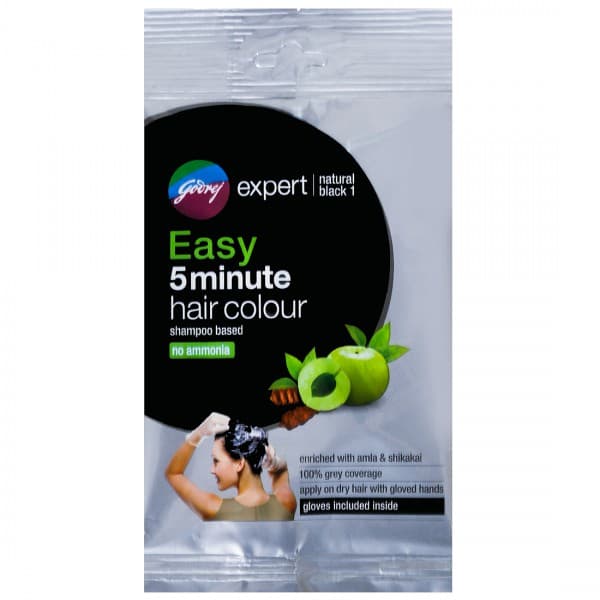 Godrej Expert Easy 5 Minute Shampoo Based Hair Colour Natural Black 1 (9 ml + 9 ml)