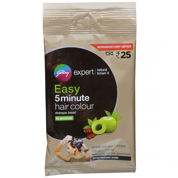 Godrej Expert Easy 5 Minute Shampoo Based Hair Colour Natural Brown 4 (9 ml + 9 ml)