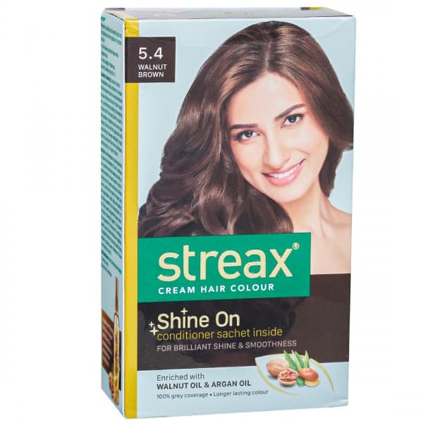 Streax Cream Hair Colour 5.4 Walnut Brown (25 g + 25 ml + 2 x 5 g)