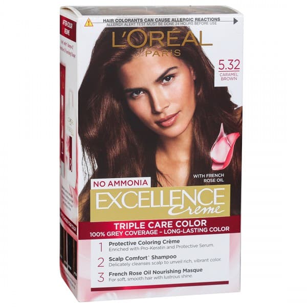 Loreal Paris Excellence Creme Hair Colour 5.32 Caramel Brown (100 g + 72 ml)