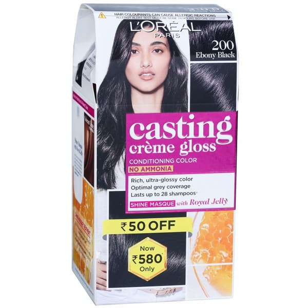 Loreal Paris Casting Creme Gloss Conditioning Hair Color 200 Ebony Black (Rs 50 off) (87.5 g + 72 ml)