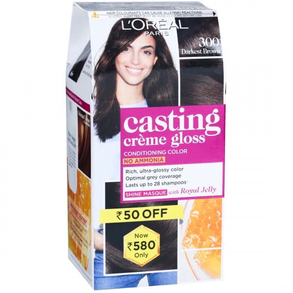 Loreal Paris Casting Creme Gloss Conditioning Hair Color 300 Darkest Brown (Rs 50 off) (87.5 g + 72 ml)