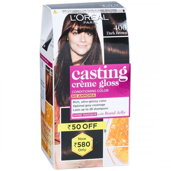 Loreal Paris Casting Creme Gloss Conditioning Hair Color 400 Dark Brown (Rs 50 off) (87.5 g + 72 ml)