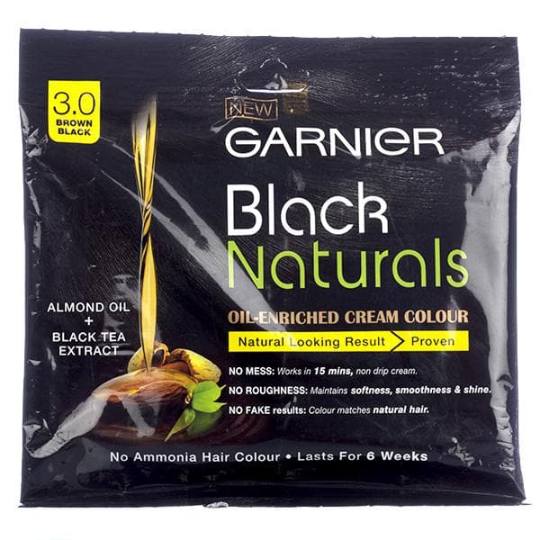 Garnier Black Naturals Oil Enriched Cream Hair Colour 3.0 Brown Black (20 g + 20 ml)
