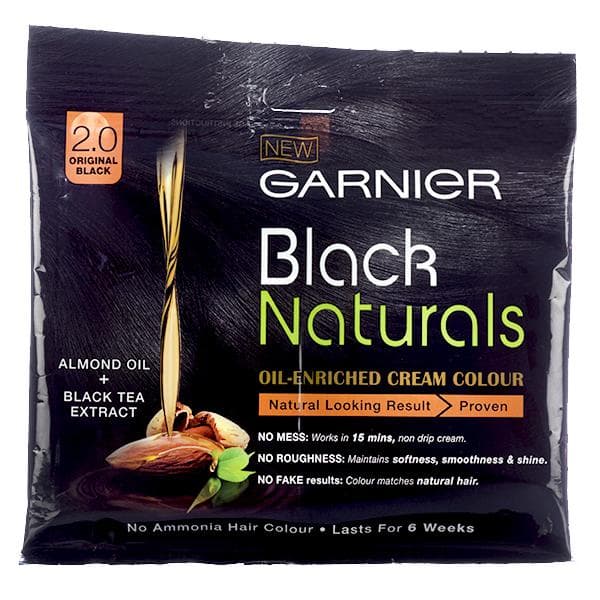 Garnier Black Naturals Oil Enriched Cream Hair Colour 2.0 Original Black (20 g + 20 ml)