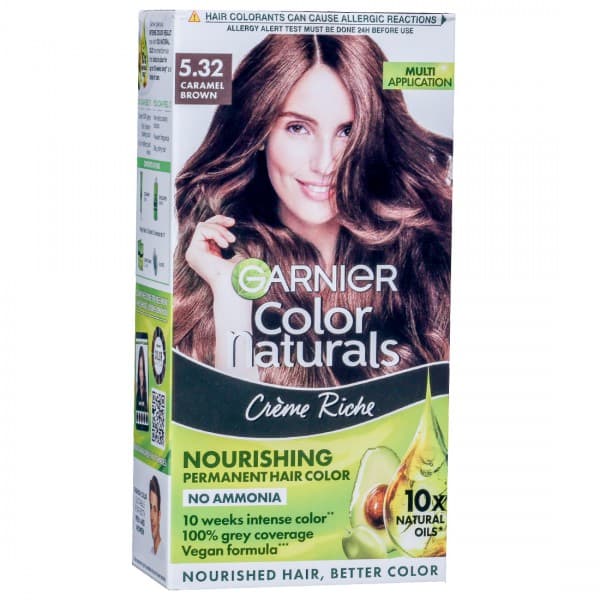 Garnier Color Naturals Creme Riche Nourishing Permanent Hair Color 5.32 Caramel Brown (70 ml + 60 g)