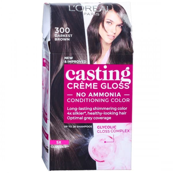 Loreal Paris Casting Creme Gloss Conditioning Hair Color 300 Darkest Brown 60 g + 60 ml + 40 g