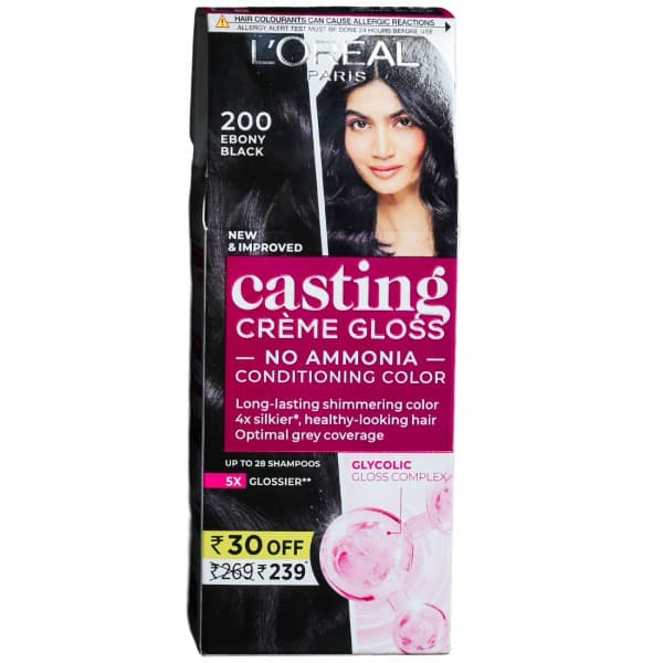 Loreal Paris Casting Creme Gloss No Ammonia Conditioning Colour 200 Ebony Black (Rs. 30 Off) 20 g + 20 ml + 5 g