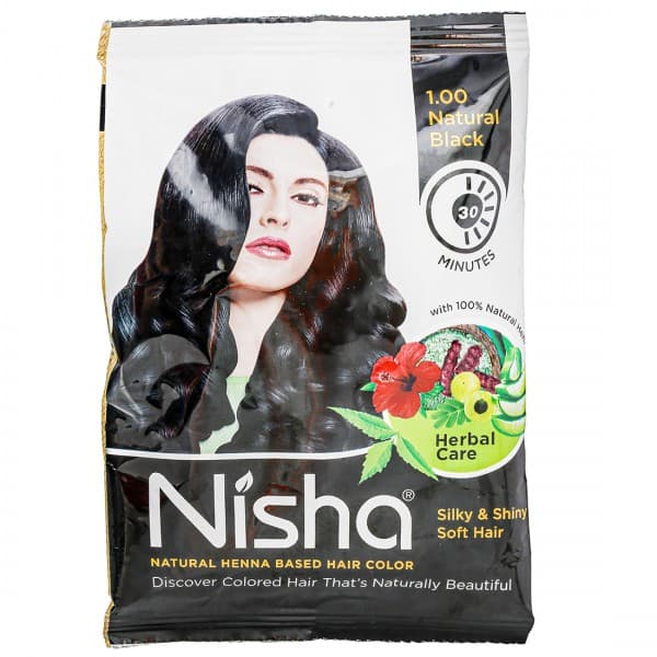Nisha Natural Henna Based Hair Color 1.00 Natural Black Pouch 25 g