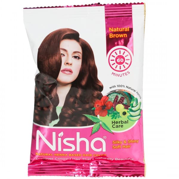 Nisha Natural Henna Based Hair Color Natural Brown Pouch 25 g