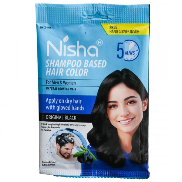 Nisha Shampoo Based Hair Color Original Black Pouch (Free Hand Gloves Inside) 20 ml